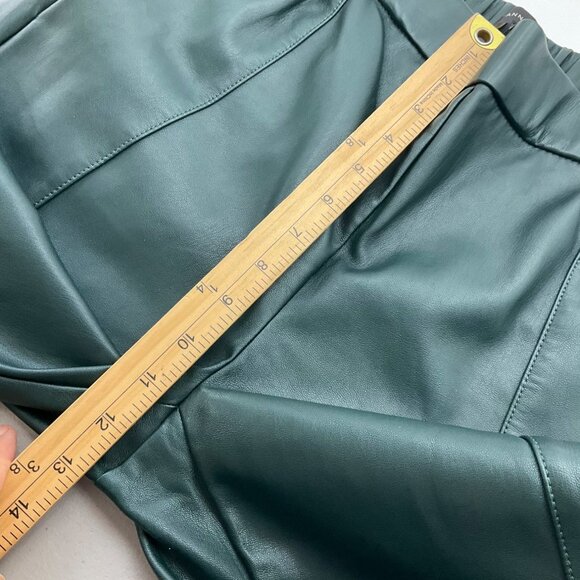 Ann Taylor Sz Medium Pants Emerald Green Faux Leather Pull-On - Picture 14 of 15
